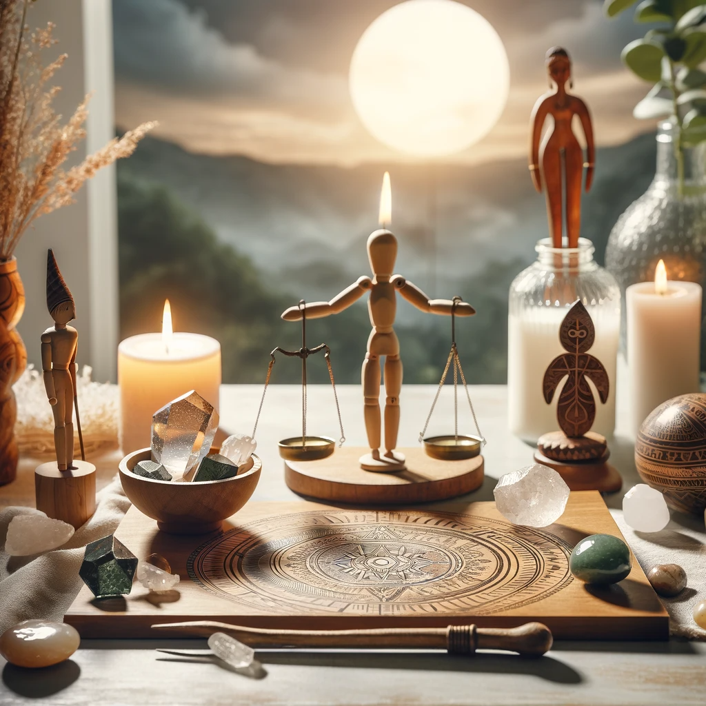 DALL·E 2023-12-19 17.50.08 - An image representing the 'Benefits of Psychological Care' with a spiritual aspect, specifically referencing the Umbanda religion, but without any tex